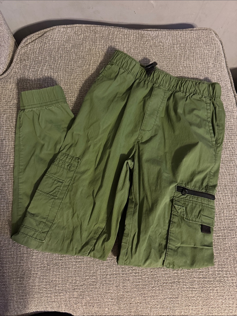Kids Olive Green Cargo Pants - Comfortable Elastic Waist